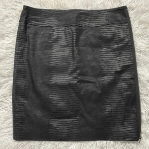Women PU Leather Textured Skirt Black Sz 6 Made in USA